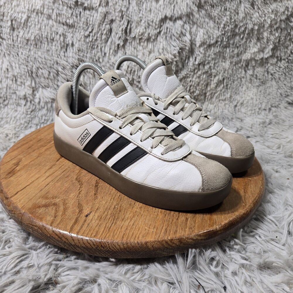 Adidas VL Court 3.0 Womens White Black Gum Sole Low Top Lace Up Sneaker Size 7